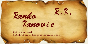Ranko Kanović vizit kartica